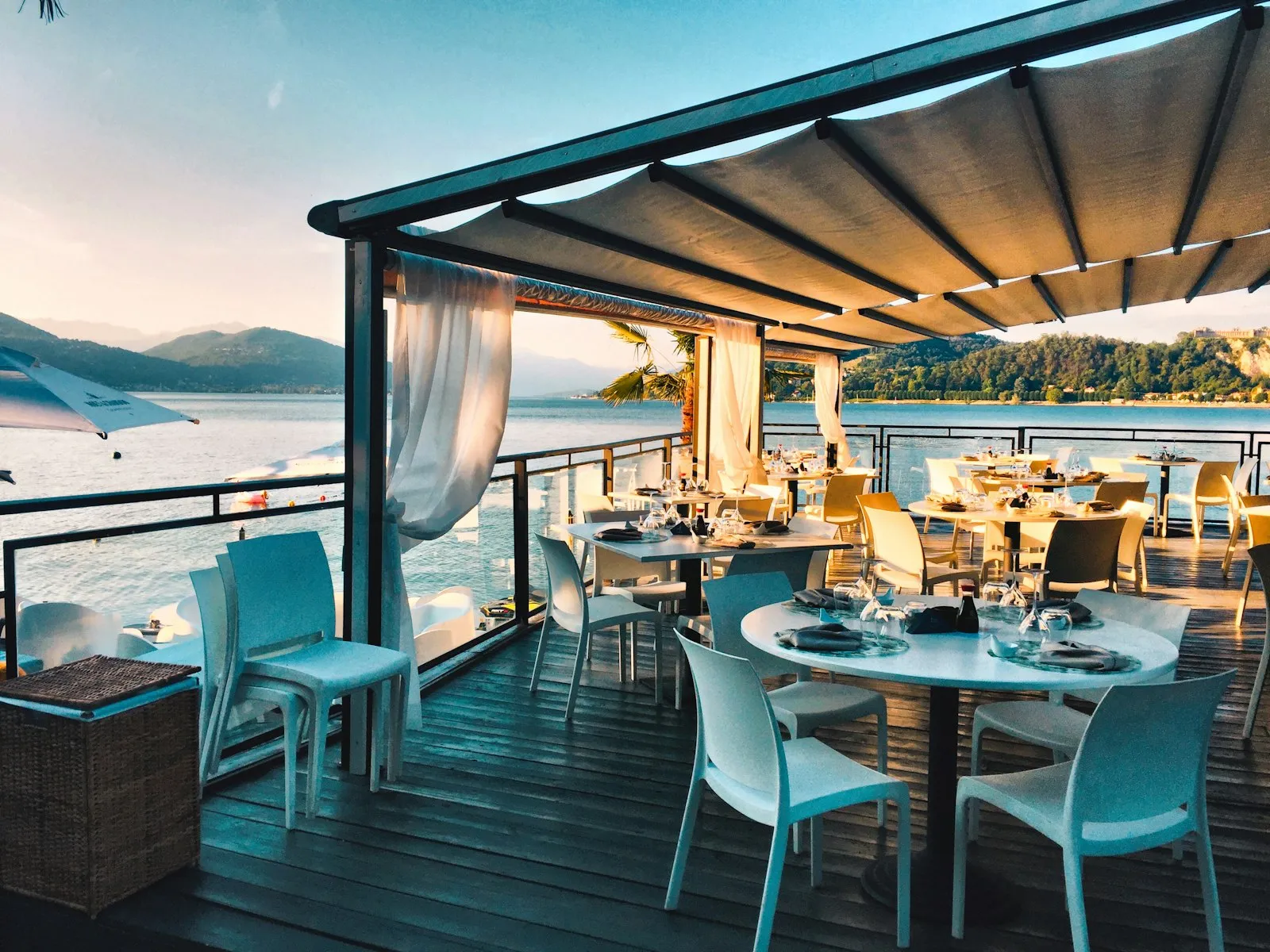 Covered patio seating with plenty of open-air tables